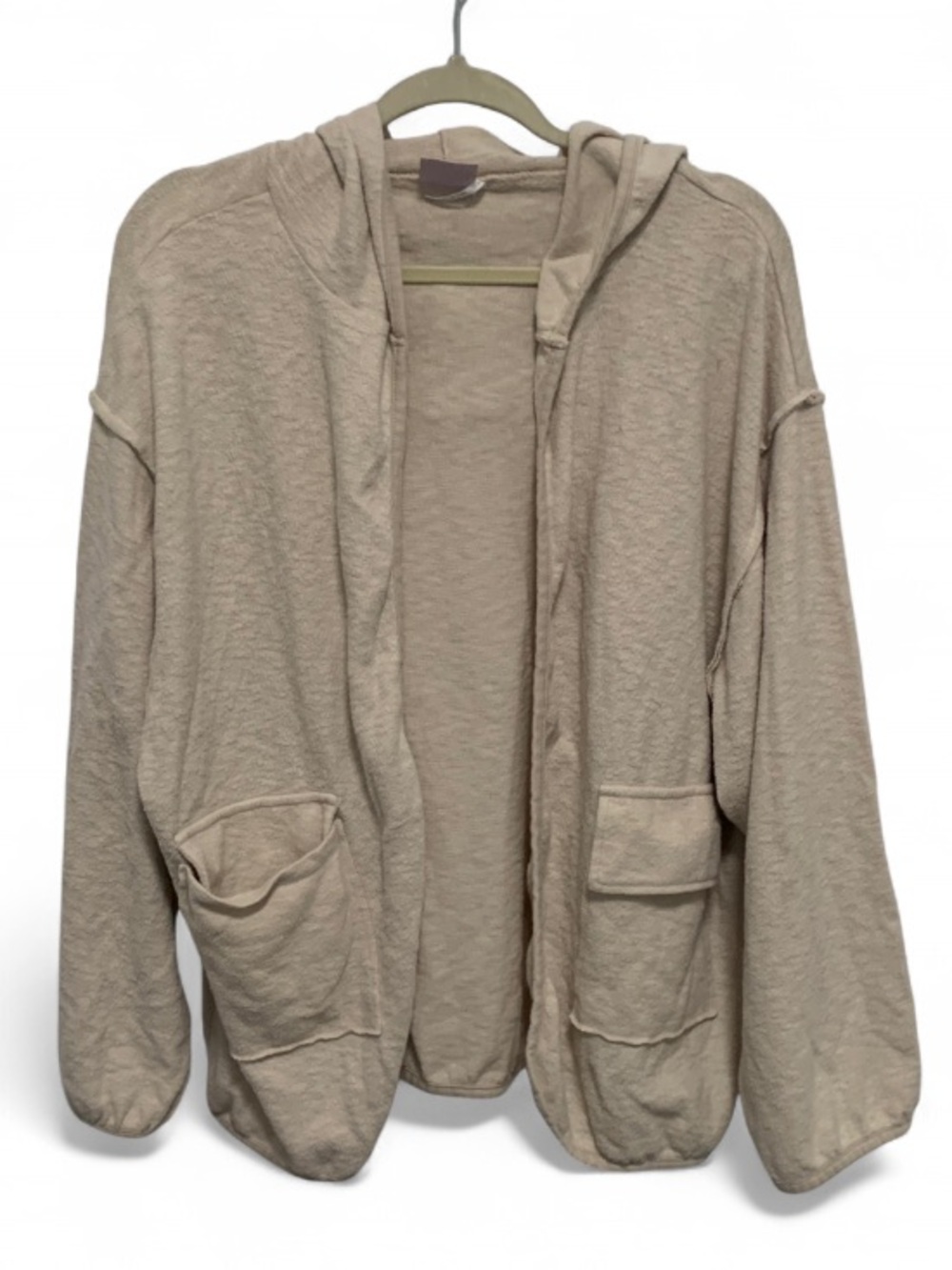 Out from Under Urban Outfitters Beige Open Front Hooded Cardigan